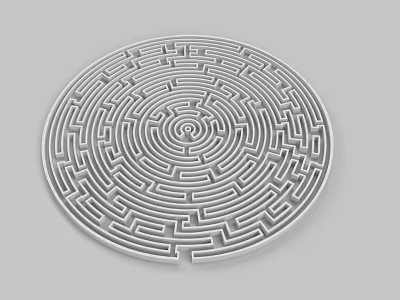 Garden Landscape Design With Circular Maze Path And Intricate Geometric Patterns 3d model