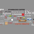 Commercial Billboard Displaying Multiple Popular Brand Logos Including Starbucks Dior And Reebok