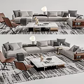 Light Luxury Sofa Coffee Table Combination 3d model