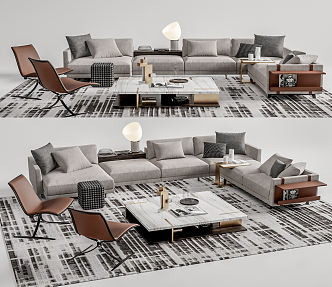 Light Luxury Sofa Coffee Table Combination 3d model