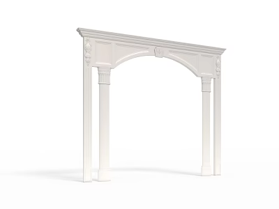 White Decorative Door Arch With Columns And Ornate Carved Details 3d model