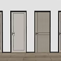 Modern Swing Doors With Light Wood Finish And Black Frames In Different Styles 3d model
