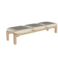 Modern Wooden Sofa Bench With Padded Seats And Minimalist Design In Light Wood Beige