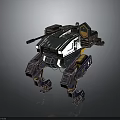 Sci-Fi Robotic Creature With Four Legs Armored Body And Cannon Weapon 3d model