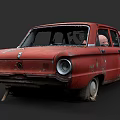 Old Red Rusty Car With Open Door And Weathered Exterior Details