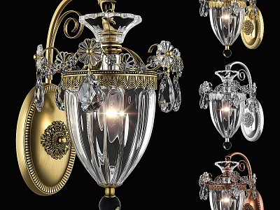 Luxurious Crystal Wall Sconces With Brass Accents Crystal Pendants And Multiple Finishes 3d model