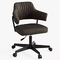 Modern Brown Office Chair with Quilted Back Armrests and Swivel Casters Base