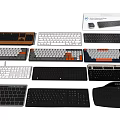 Wired and Wireless Computer Keyboards with Various Designs and Styles Displayed 3d model