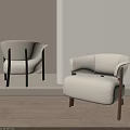 Stylish Cream White Fabric Upholstered Leisure Chair With Solid Wood Legs For Cozy Home Decor
