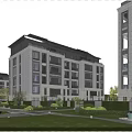 Modern Multi Storey Residential Building Exterior With Landscaped Gardens And Lawns