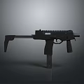 Black Tactical Submachine Gun Design With Folding Stock And Rail System