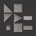 Scene Building Canvas Canopy Components With Various Shapes Gray Fabric And Metal Frames