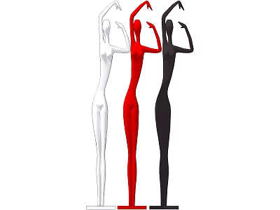 Modern Decorative Figurine Set Human Figure Sculptures in White Red Black Colors for Home Decoration 3d model