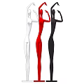 Modern Decorative Figurine Set Human Figure Sculptures in White Red Black Colors for Home Decoration