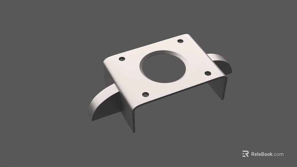 Durable Metal Mounting Bracket Featuring Square Plate Circular Hole And Curved Supports 3d model