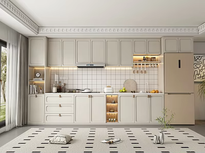 Cream Style Wine Cabinet Sideboard 3d model