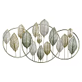 Modern Leaf Design Metal Chandelier With Gold Silver Leaves And Circular Frame 3d model