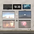 Projection Monitoring System With Multiple Wall Mounted Screens And Time