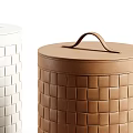 Stylish Woven Storage Baskets With Lids And Handles In White And Brown