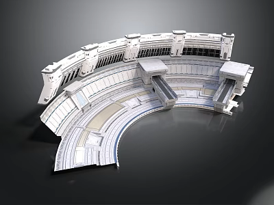 Large Arched Public Building Model With Multi Tiered Seating And Symmetrical Design 3d model