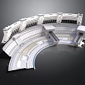 Large Arched Public Building Model With Multi Tiered Seating And Symmetrical Design