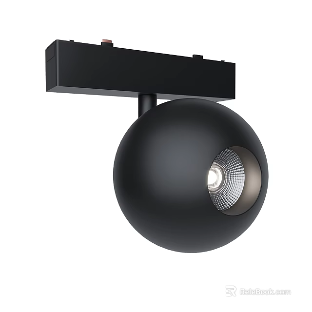 Modern Black Adjustable Round Track Downlight Spotlight With LED Light Design 3d model