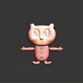 Red Cartoon Bear Game And Movie Character With Orange Face Purple Nose And Arms Outstretched