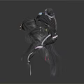 Stylish Long Black Hair Wigs With Various Decorative Ribbons And Beads