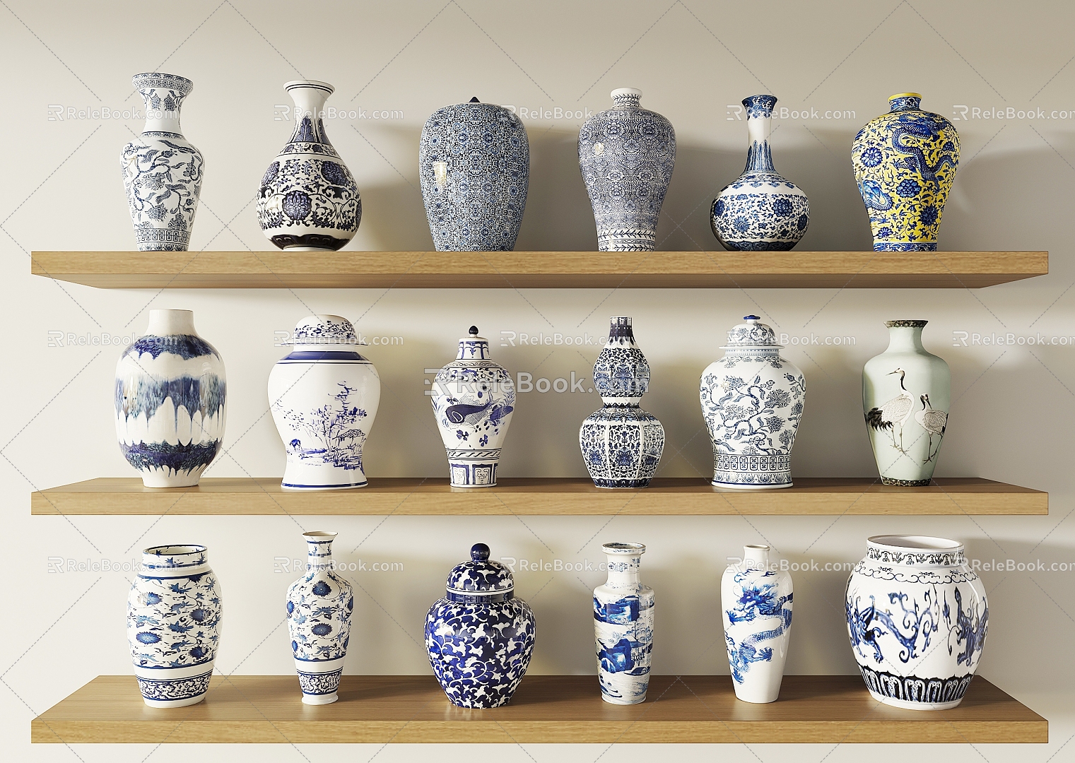 Blue and white porcelain ornaments ceramic bottles and jars decorative furnishings model