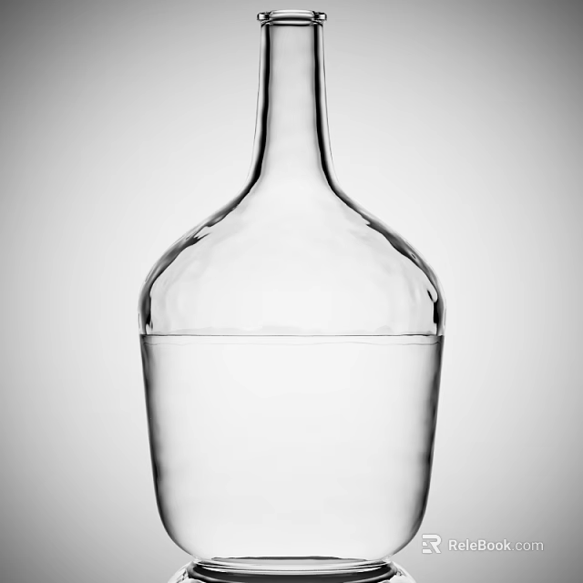 Transparent Glass Vase With Slender Neck Holding Fresh Flowers In Black White Background 3d model 