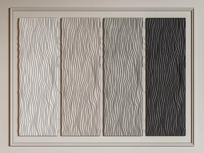 Decorative Modern Wainscoting Panels With Color Gradient And Wavy Texture Design 3d model