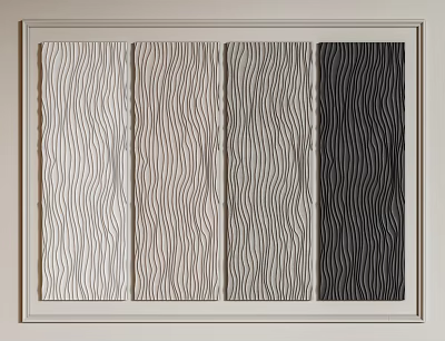 Decorative Modern Wainscoting Panels With Color Gradient And Wavy Texture Design 3d model