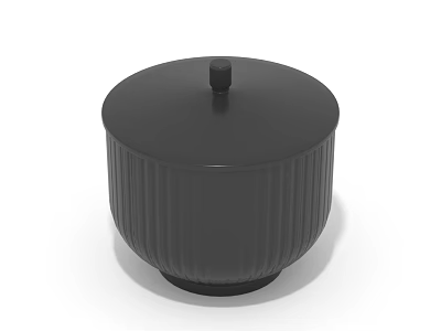 Black Cylindrical Ribbed Lidded Storage Container For Home Decor And Organization 3d model