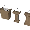 Functional Wooden Podium Collection With Various Designs And Microphone Features 3d model
