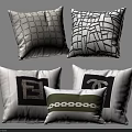 Decorative Throw Pillows With Grid Patterns Brand Logos And Striped Chain Design 3d model