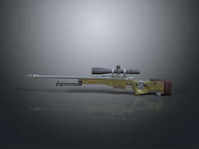 Modern Sniper Rifle With Scope Long Barrel Green And Brown Finish Design 3d model