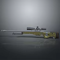 Modern Sniper Rifle With Scope Long Barrel Green And Brown Finish Design