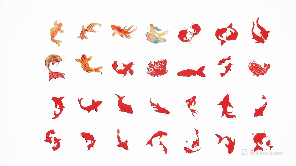 Colorful And Red Fish Shaped Decorative Pendants For Ornamental Hanging Decor 3d model 