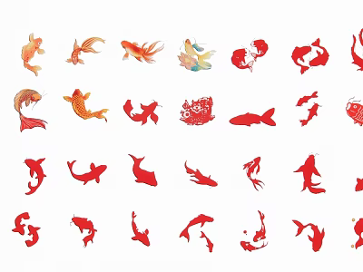 Colorful And Red Fish Shaped Decorative Pendants For Ornamental Hanging Decor 3d model