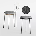 Modern Leisure Chairs With Round And Transparent Backrest Gray Cushion Black Metal Legs