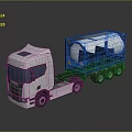 White Modern Truck With Large Cylindrical Tank In Blue Frame For Industrial Transportation