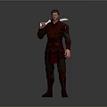 Male Warrior Character In Medieval Armor Holding Dagger And Detailed 3D Model Design