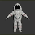 White Astronaut Space Suit Equipment With Blue Red Patches For Space Exploration
