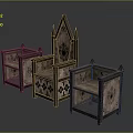 Antique Gothic Wooden Furniture With Spire Design And Carved Decorative Details