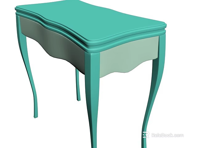Elegant Green Side Table with Curved Legs and Sleek Smooth Modern Design 3d model 