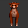 Red Horned Cat Like Creature Character Toy With Blue Eyes And White Paws