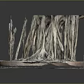 Root Inspired Wood Sculpture With Circular Stone Base And Natural Texture