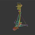 Yellow Tripod Mounted Mechanical Equipment With Adjustable Platform And Sturdy Base 3d model