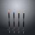 Dental Probes With Colorful Tips And Black Handles On Gray Background