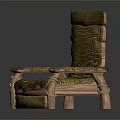 Vintage Yellow Sofa Stool With Crocodile Texture And Carved Wooden Legs
